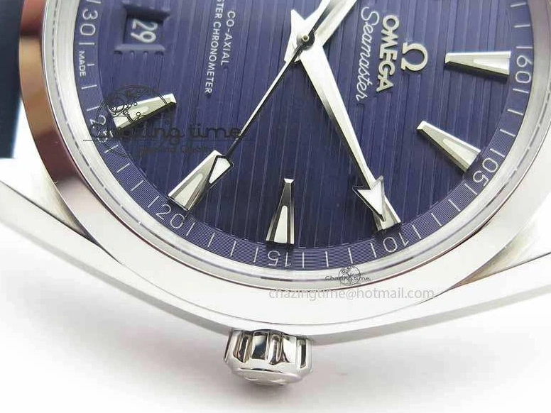 0126 Affordable 2017 Aqua Terra SS XF Best Edition Blue Textured Dial On Blue Leather Strap A 8159